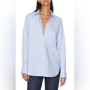 Frame oversized vacation buttondown shirt in chambray blue